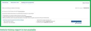 Vehicle history report is available